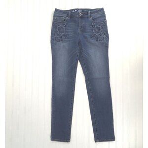 Inc Denim Floral Embroidered Skinny Jeans Womens Size 8